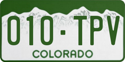 CO license plate 010TPV