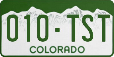CO license plate 010TST