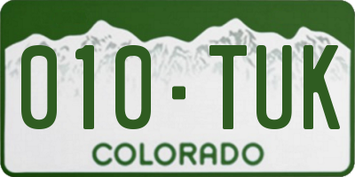 CO license plate 010TUK