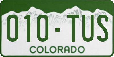 CO license plate 010TUS