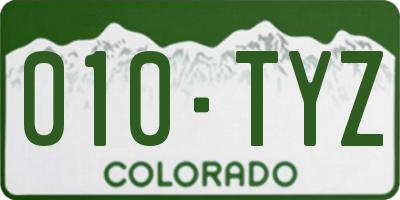 CO license plate 010TYZ