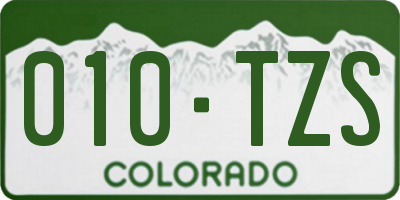 CO license plate 010TZS