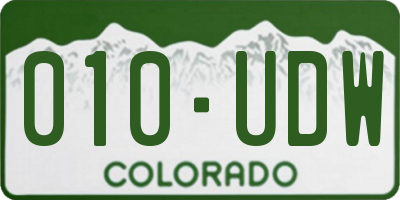 CO license plate 010UDW