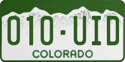 CO license plate 010UID