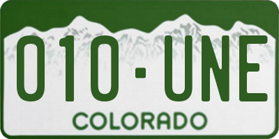 CO license plate 010UNE