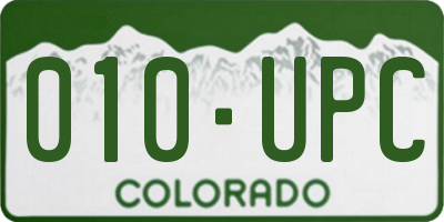 CO license plate 010UPC
