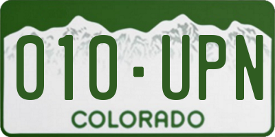 CO license plate 010UPN