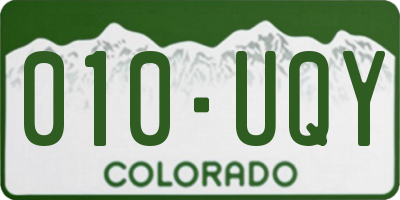 CO license plate 010UQY