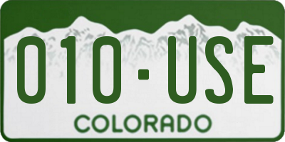 CO license plate 010USE