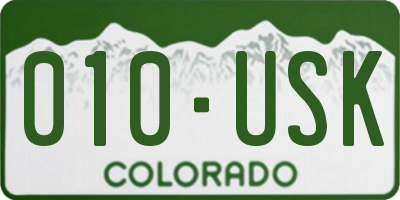 CO license plate 010USK