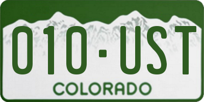 CO license plate 010UST