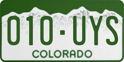CO license plate 010UYS