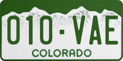 CO license plate 010VAE