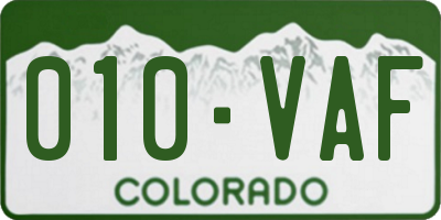 CO license plate 010VAF