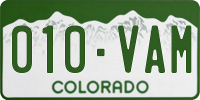 CO license plate 010VAM