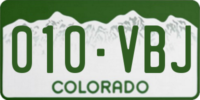 CO license plate 010VBJ