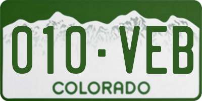 CO license plate 010VEB