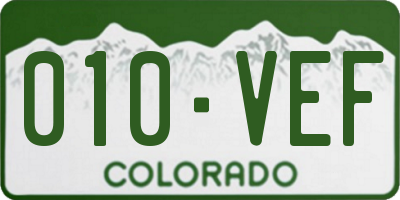 CO license plate 010VEF
