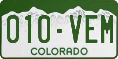 CO license plate 010VEM