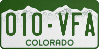 CO license plate 010VFA