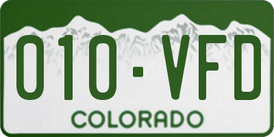 CO license plate 010VFD