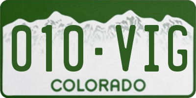 CO license plate 010VIG