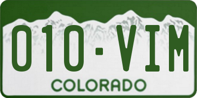 CO license plate 010VIM