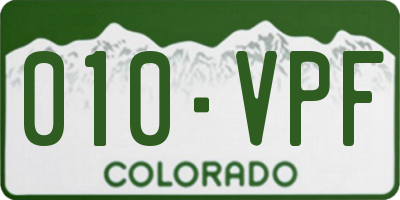 CO license plate 010VPF