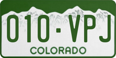 CO license plate 010VPJ