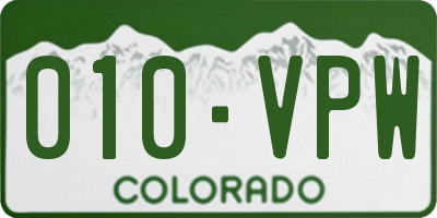 CO license plate 010VPW
