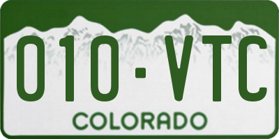 CO license plate 010VTC
