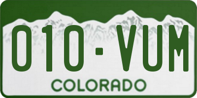 CO license plate 010VUM