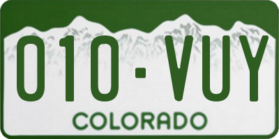 CO license plate 010VUY