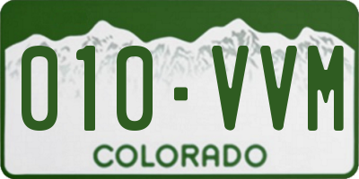 CO license plate 010VVM