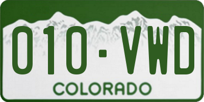CO license plate 010VWD
