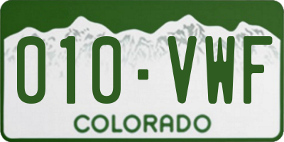 CO license plate 010VWF