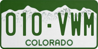 CO license plate 010VWM