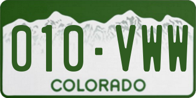 CO license plate 010VWW