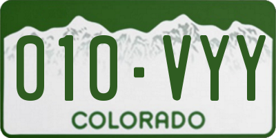 CO license plate 010VYY