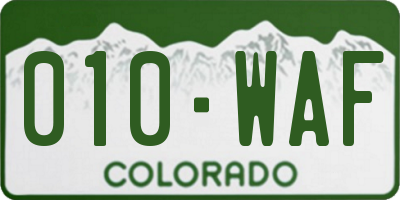CO license plate 010WAF