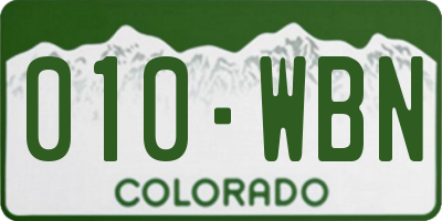 CO license plate 010WBN