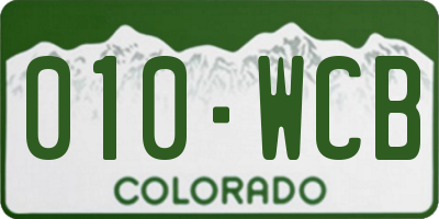 CO license plate 010WCB