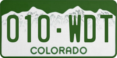 CO license plate 010WDT