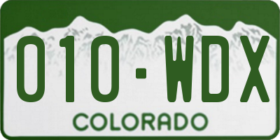 CO license plate 010WDX