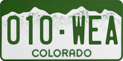 CO license plate 010WEA