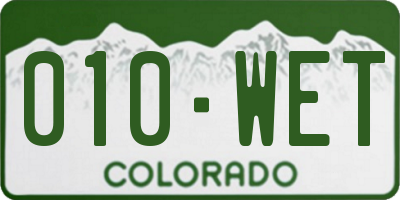 CO license plate 010WET