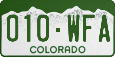 CO license plate 010WFA