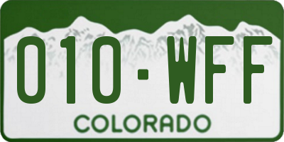 CO license plate 010WFF