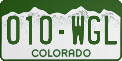 CO license plate 010WGL