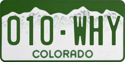 CO license plate 010WHY